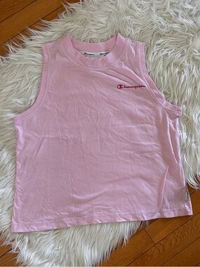 Champion Pink Cropped Tank Top Logo Sleeveless Athleisure Size M